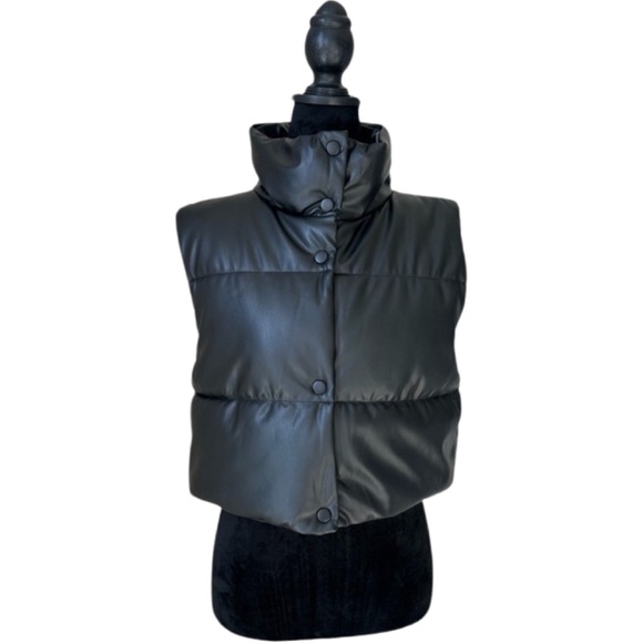 Love Tree Jackets & Blazers - NWT! Love Tree black faux leather puffer vest. Size small